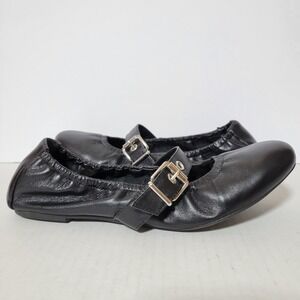 Schutz Calita Nappa Leather Mary Jane Ballet Flats Women's Black Size 10B Buckle